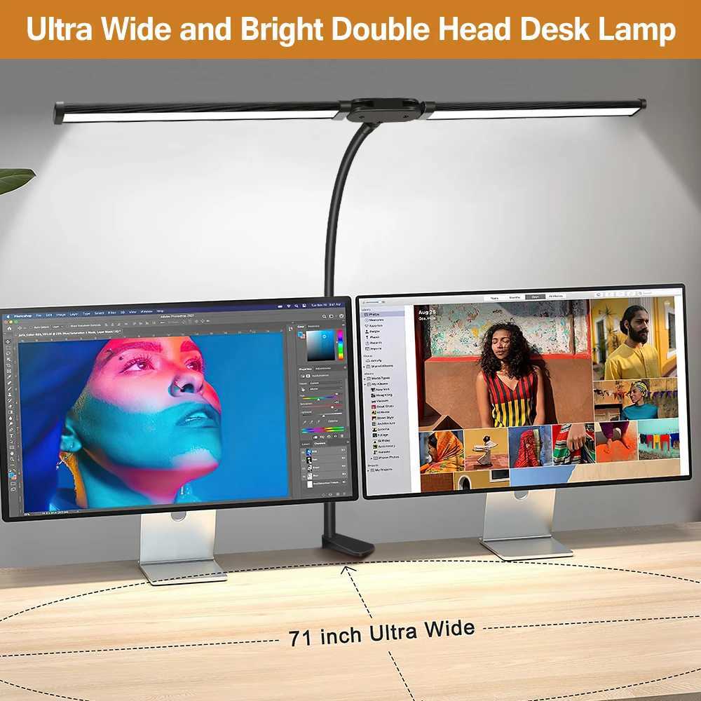 Double Headed LED Clip Type Remote Control Desk Lamp Reading Lamp Desktop Desk Lamp Architectural Desk Lamp with 5 Color Modes A C250918