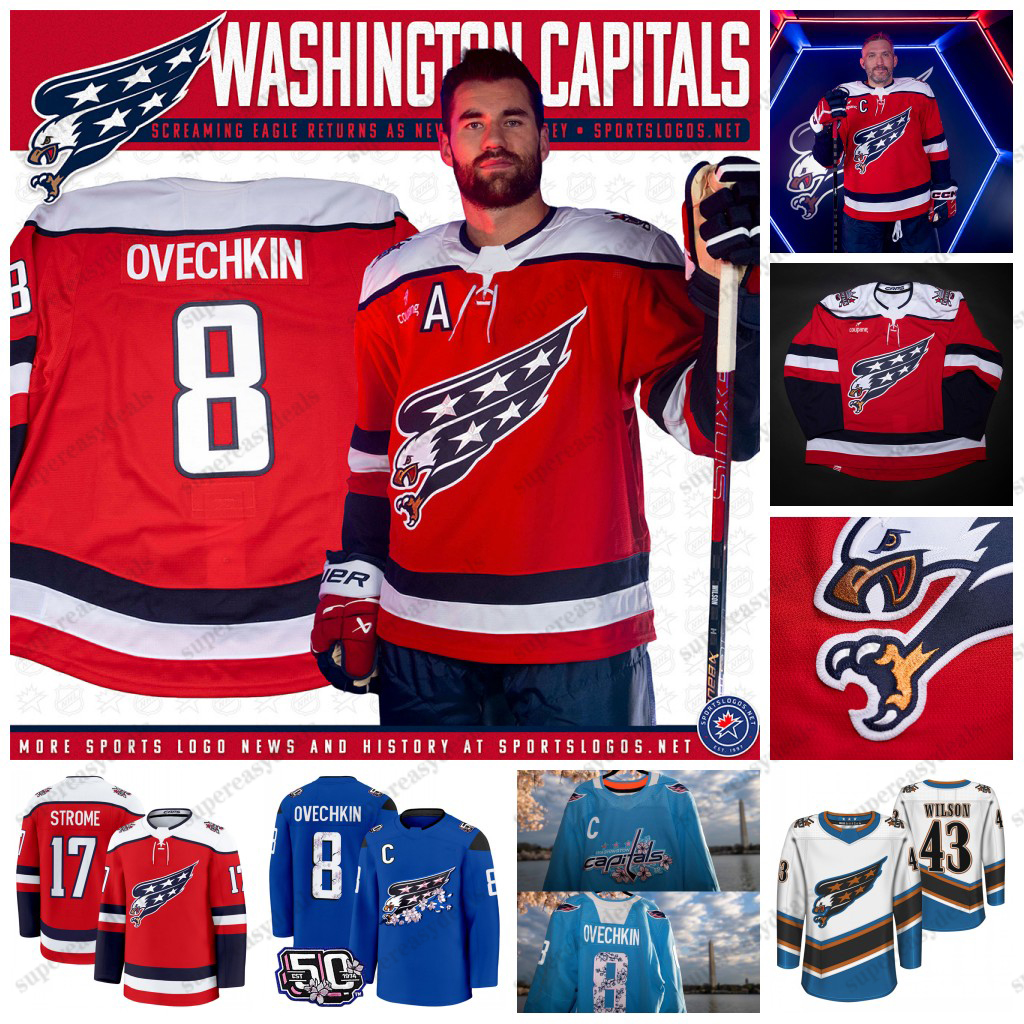 Capital 8 Alex Ovechkin 2025-26 Screaming Eagle Jersey Pierre-Luc Dubois Max Pacioretty T.J. Oshie Wilsons John Carlson McMichael Nicklas Backstrom Jakub Vrana