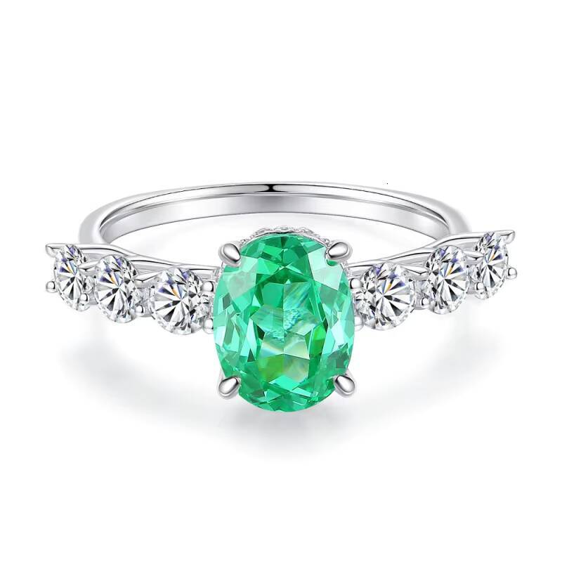 2025 Wholesale Hot Sales Fashion Personalized Inlay Cultivation Glitter Emerald Cut High Carbon Stone HighSense Ring Jewelry