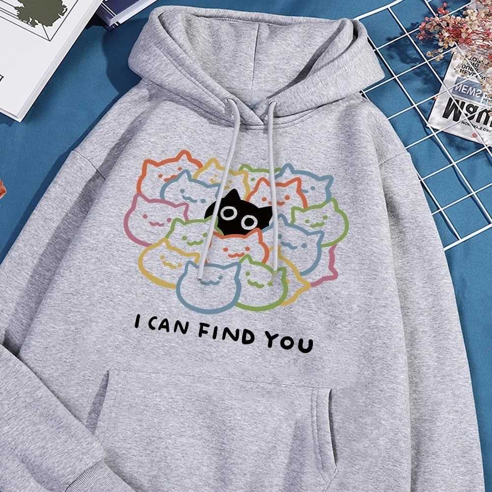 I Can Find You Fun Cat Hoodies Women Street 2025 Winter Autumn Sweatshirt Fleece Pullover Clothes Sweatshirts Women ClothingZ250918