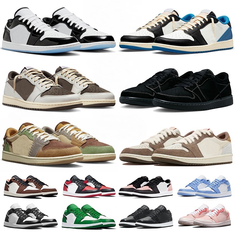 Designer Sneakers 1 Basketball Shoes low Men Women Reverse Mocha Veet Brown Olive Court Purple Bred Toe chicago Youth Outdoor Sports mens trainers big size 13