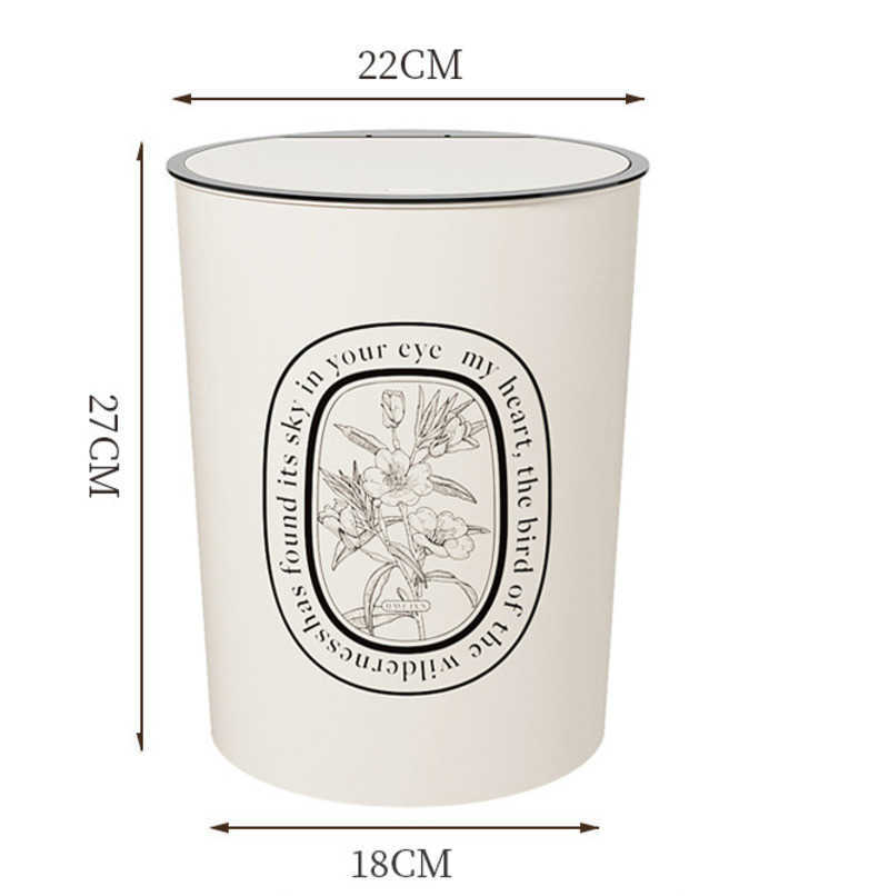Trash Can with Lid Kitchen Storage Large Capacity American Style Bathroom Wind Lid Trash Modern Lid Spring French Style Bin C250918