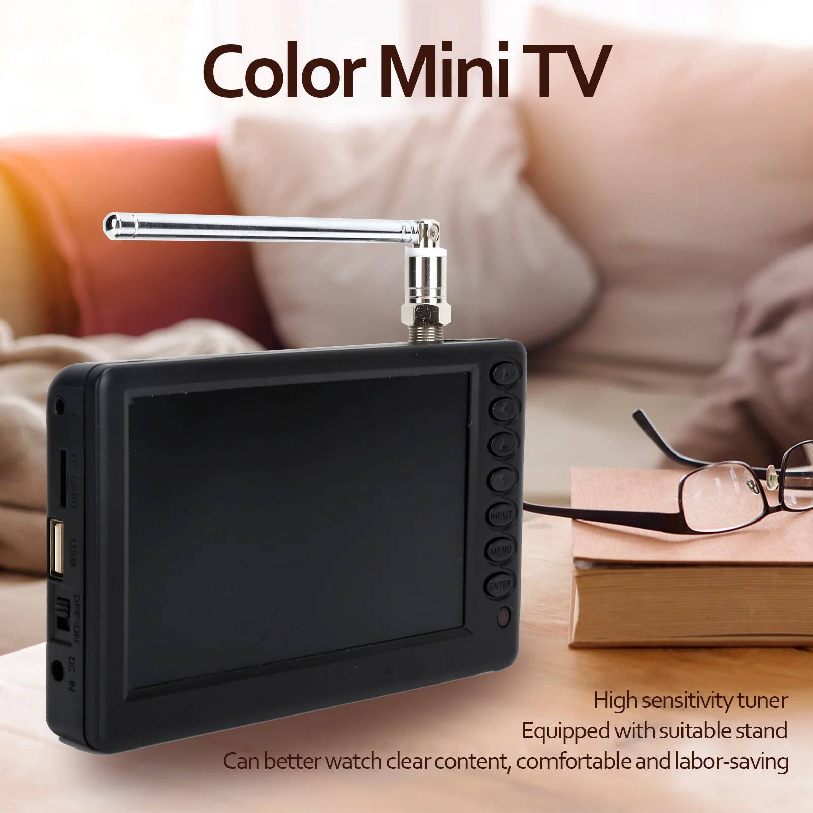 LEADSTAR 5 Inch Teion ATSC Portable Digital TV With 1500Mah Rechargeable Lithium Battery For Car Camping Kitchen