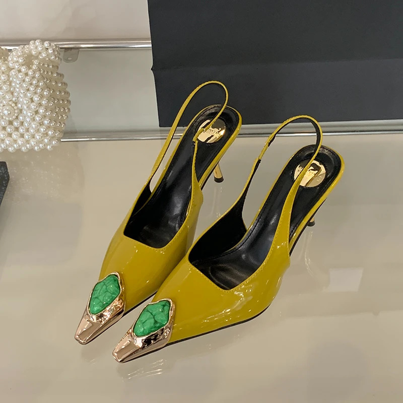 Sexy Womens High Heels Mules 2025 Fashion Pointed Dress Womens Shoes Open Heel Party High Heels Striptease Sandals Women 250917