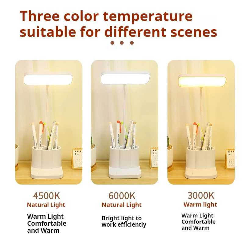 USB LED Table Lamp 3 Colors Eye Protection College Student Book Reading Lamp Night Light For Bedroom Bedside Learning Dormitory C250918