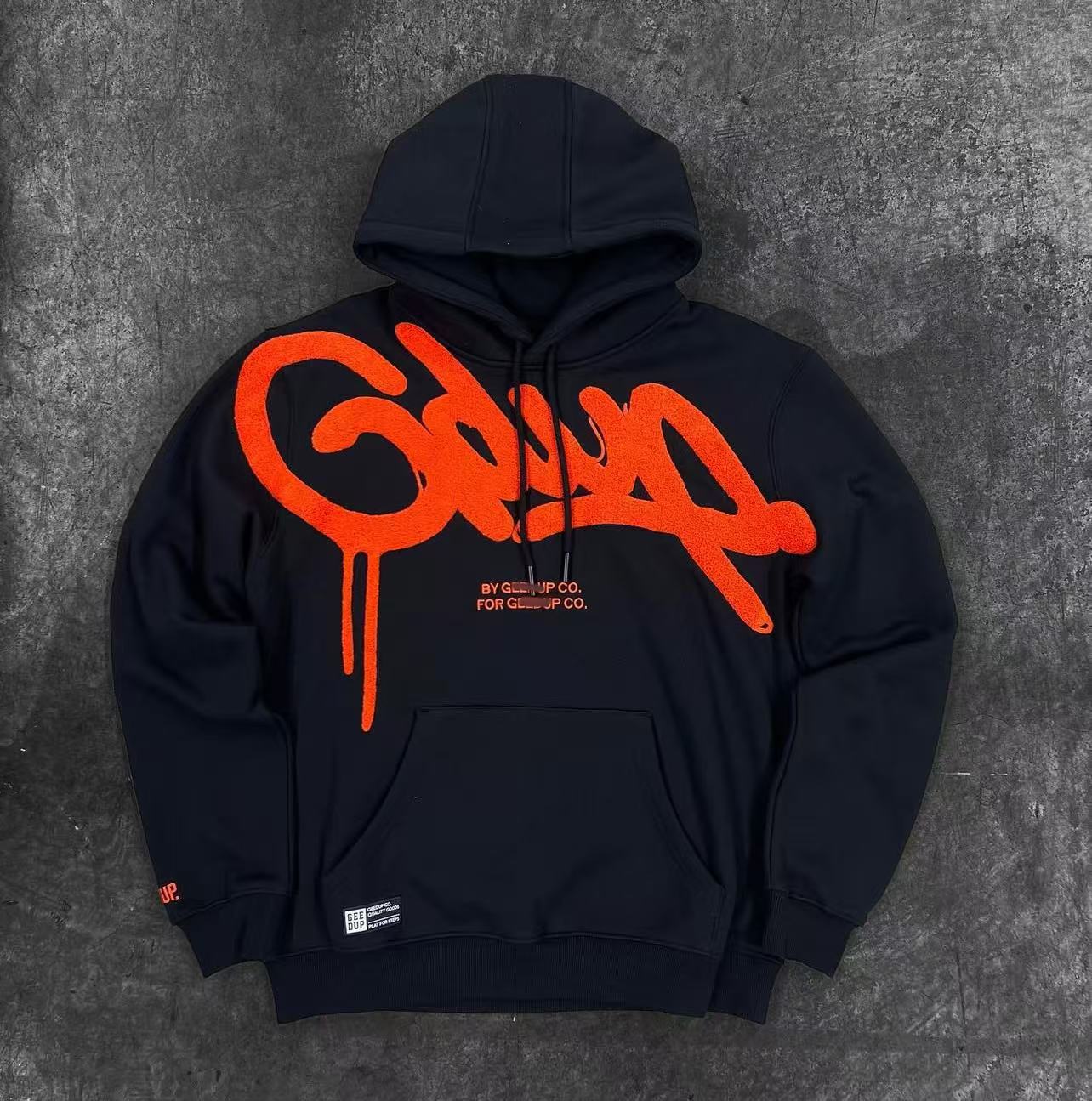 Men's Hoodies GEEDUP Clothes Fashion Vintage Letter Gothic Hip Hop Graphic Oversized Sweatshirts Casual Jacket