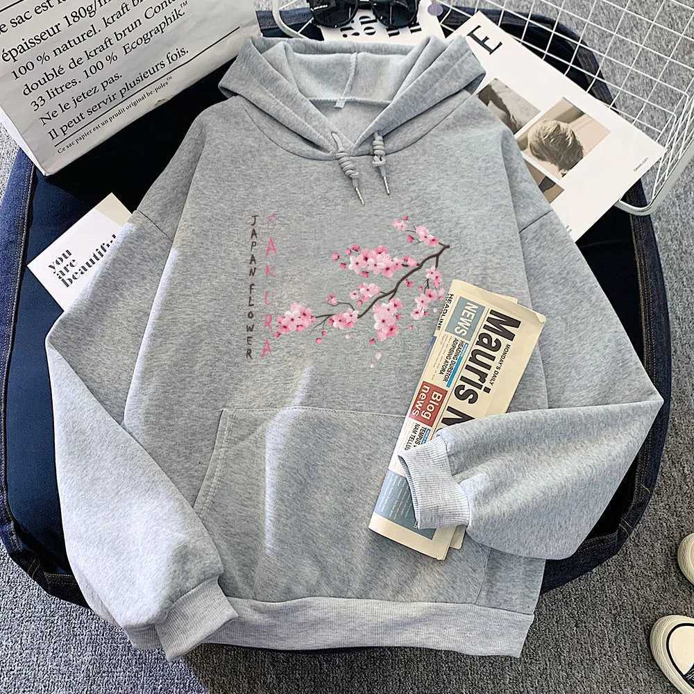 2025 Blossom Sakura Printing Hoodies Female Casual Sleeve Sweatshirt with Pocket Women Winter Pullovers Autumn Winter HoodieZ250918