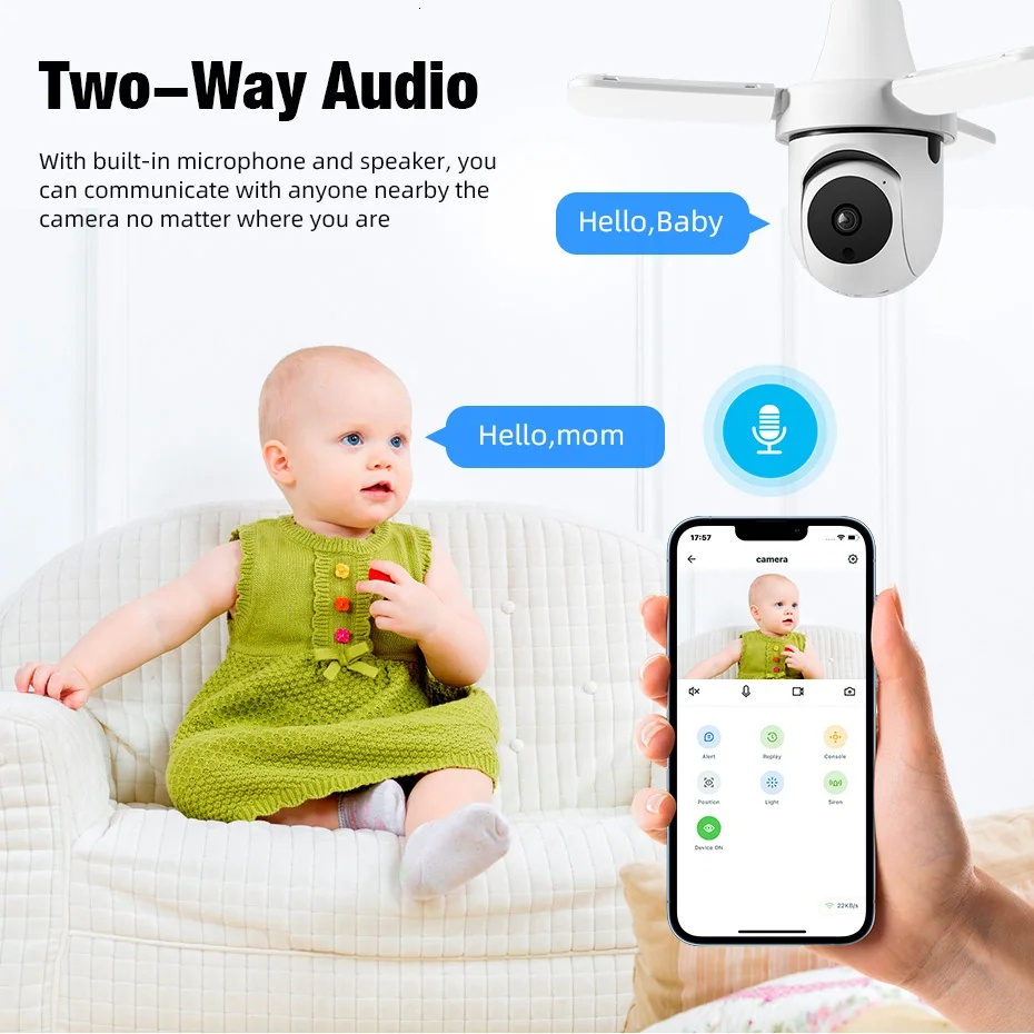 FUERS E27 Bulb Security Indoor Monitor Wireless 2.4G Wifi Automatic Human Tracking Floodlight Surveillance Camera
