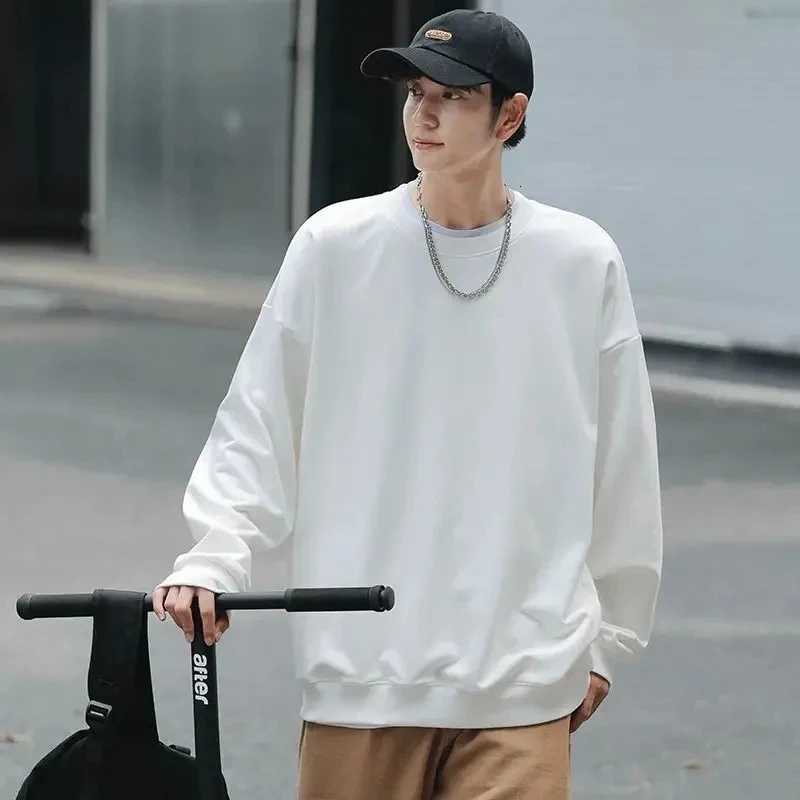 Cotton Sweatshirt Mens and Womens Autumn Solid Color Pullover New Fashion Casual Street Wear Basic Solid Color SweatshirtZ250918