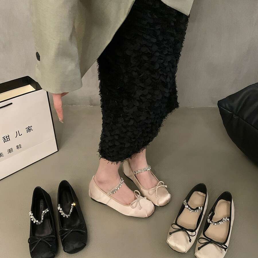 Hidden Wedge Pink Mary Jane Fairy Autumn 2024 New French Style Spring Bow Evening Shoes