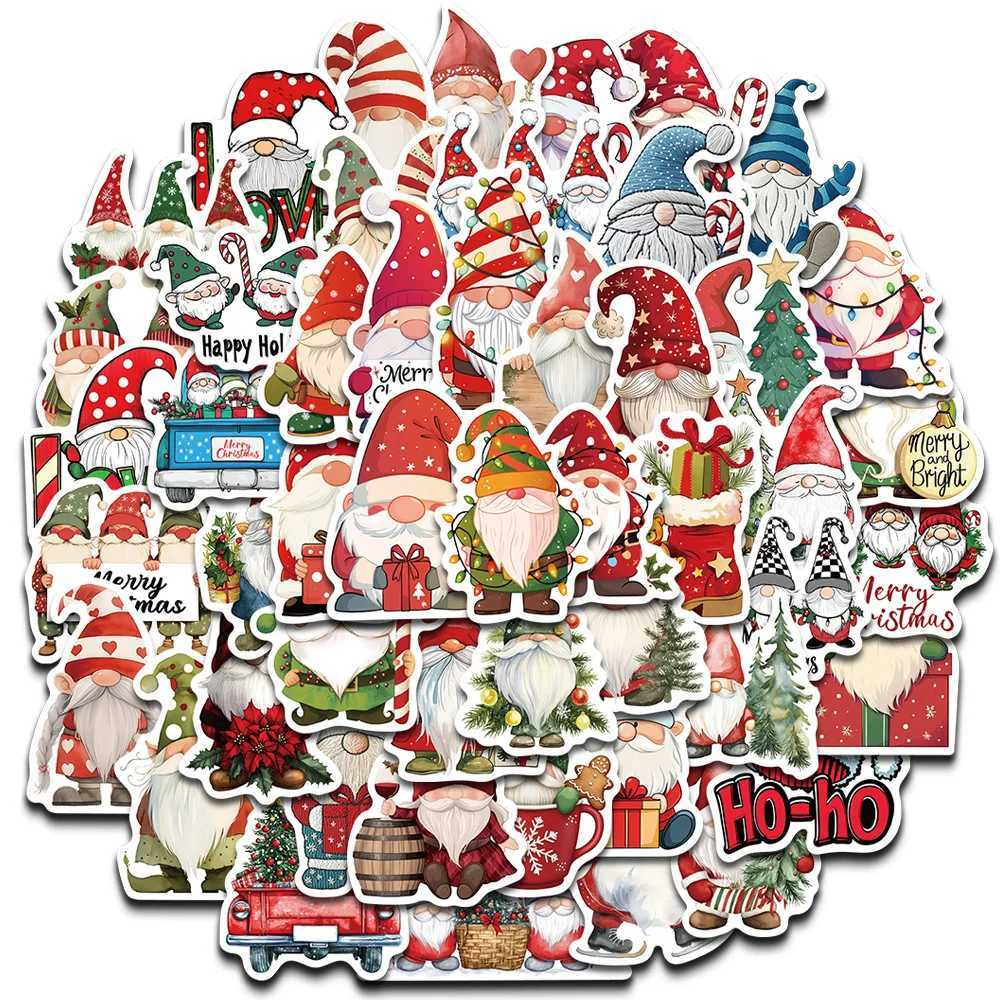 50PCS Happy Christmas Gnome Stickers PVC Decorative for Home 2024 Wall Sticker Gift Year Christmas 2025 Aesthetic Phone Sticker C250918