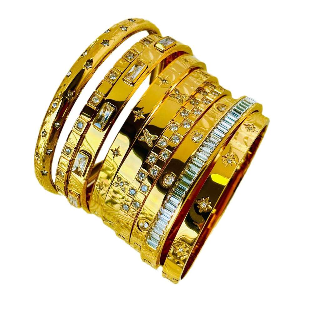 Hot Selling High-Quality CNC Inlaid Zircon Gold Steel Color Bracelet Waterproof Non-Fading ddmypluto