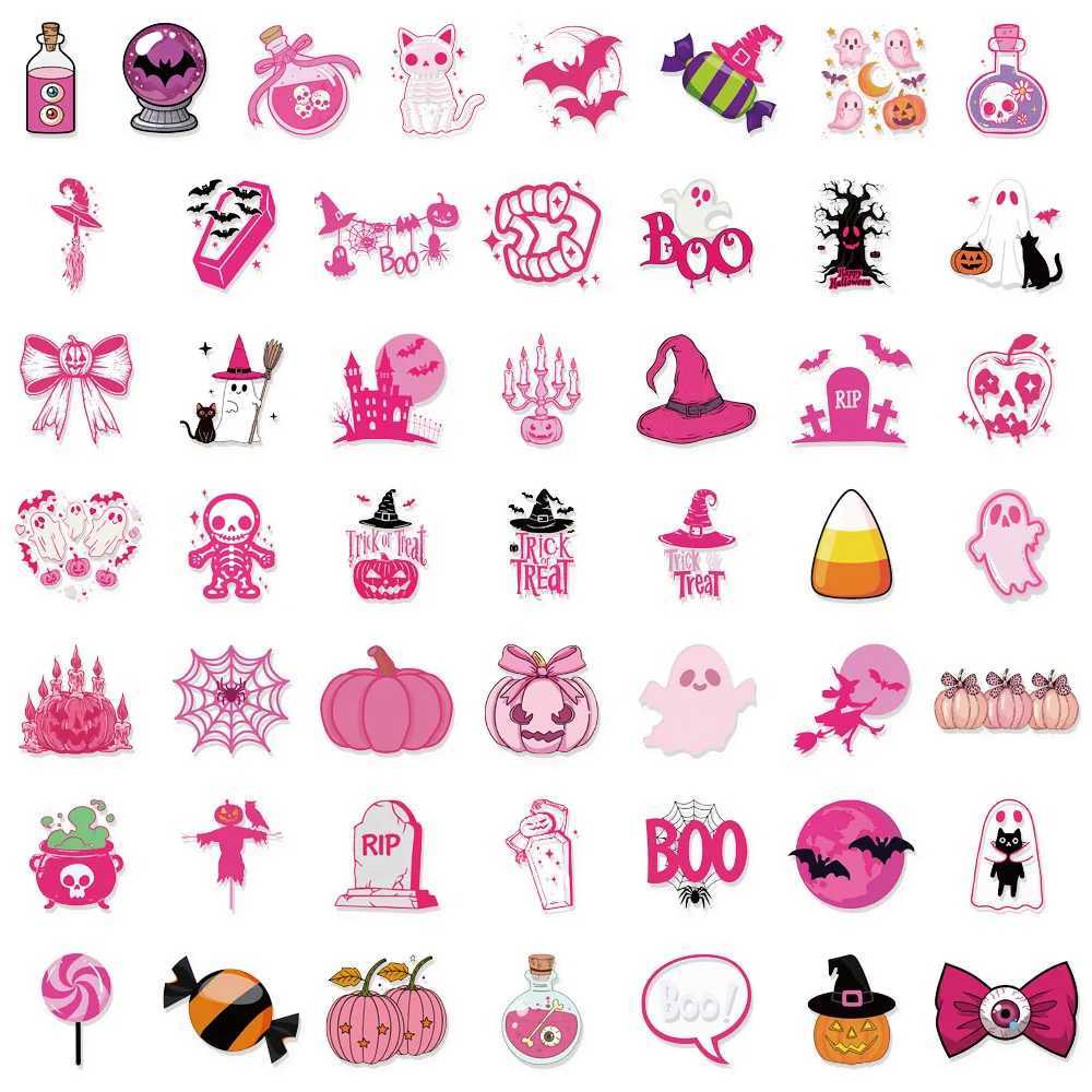 50PCS Pink Cartoon Halloween Graffiti Stickers DIY Luggage Notebook Water Cup PET Waterproof Stickers C250918