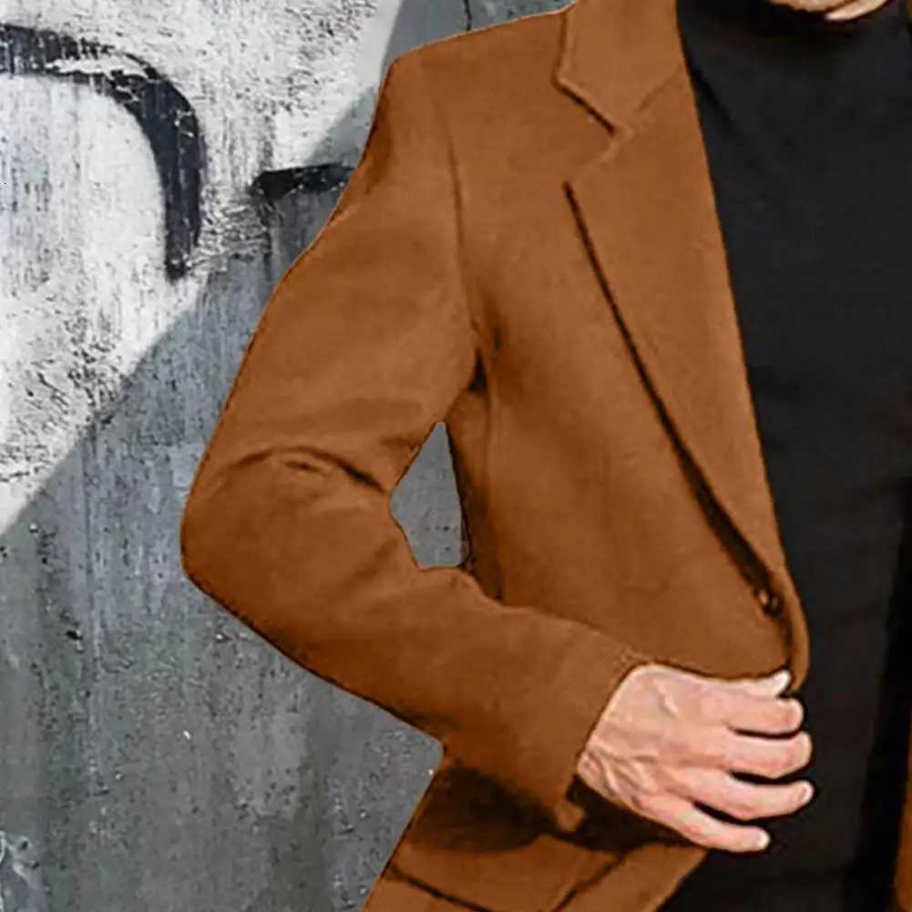 Men Retro Style Windbreaker Woolen Coat Lapel Long Sleeve Buttons Placket Midlength Coat Solid Color Daily Wear Z250918