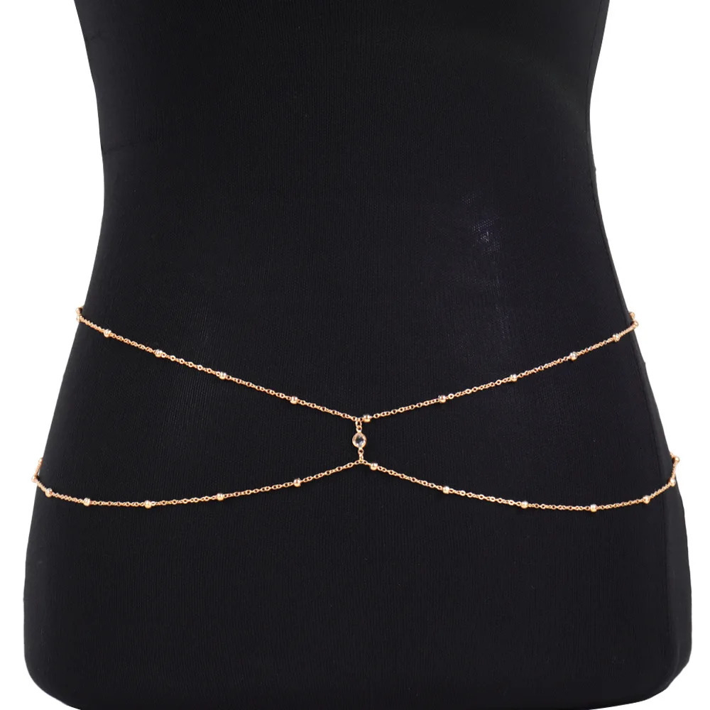 Fashion Metal Double Layered Beads Belly Chains for Women Simple Gold Color Waist Body Chain Beach Party Jewlery Accessories 250917