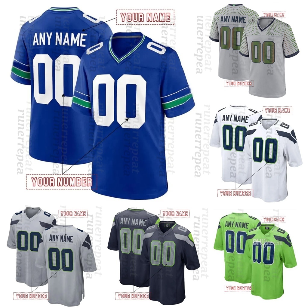Personalized Cooper Kupp Custom Football Jerseys Smith-Njigba Witherspoon 12 Fan Jalen Milroe Embroidered Letter Number Design Any name any number Women Youth Men