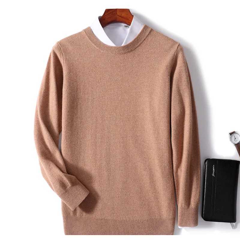 Mens Sweater AutumnWinter 100 Wool Sweater Round Neck Long Sleeve Hoodie Loose Solid Color High end Knitted Cashmere SweatersZ250918