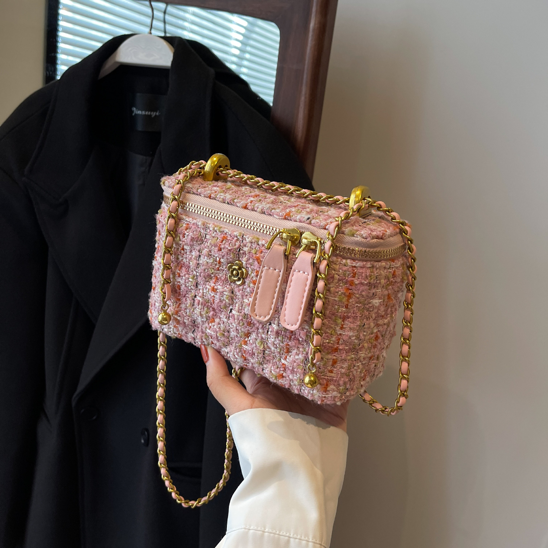 Designer bag free shipping Chain bag new small square bag cross body bag mini box bag for woman black white pink red