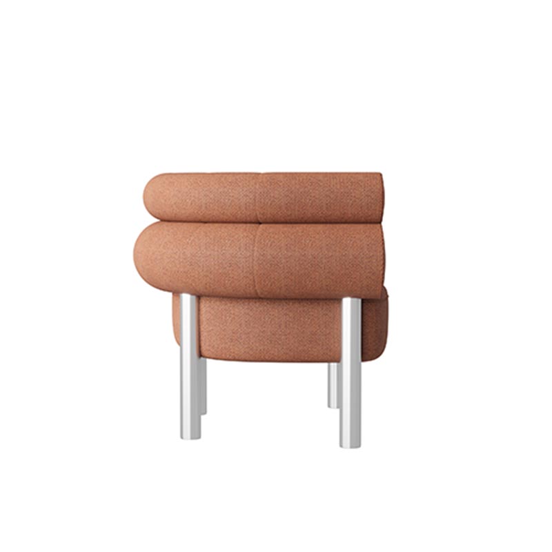 Living Room Furniture Modern Curved Sugar - inspired Lounge Chair with Brown Fabric Upholstery and Metal Legs