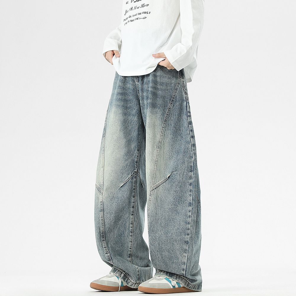 Men's Jeans Unisex Retro Blue Loose Wide Sickle - Cut Jeans with Drape - Cool and Relaxed Style