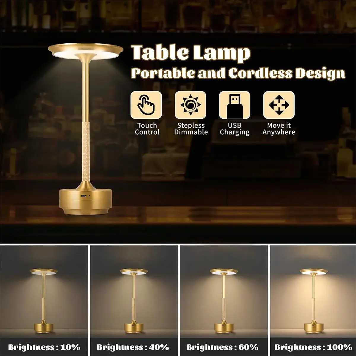3 Color Table Lamp Silver Rechargeable Lamps For Table Usb Led Touch Dimmable Black And Gold Modern Creative Eye Protecting C251115