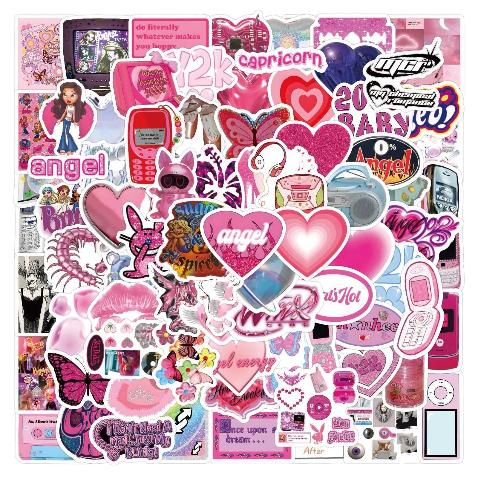 103060120pcs Retro Pink Y2K Stickers For Suitcase Skateboard Laptop Luggage Phone Car Styling DIY Decal Pegatinas C250918