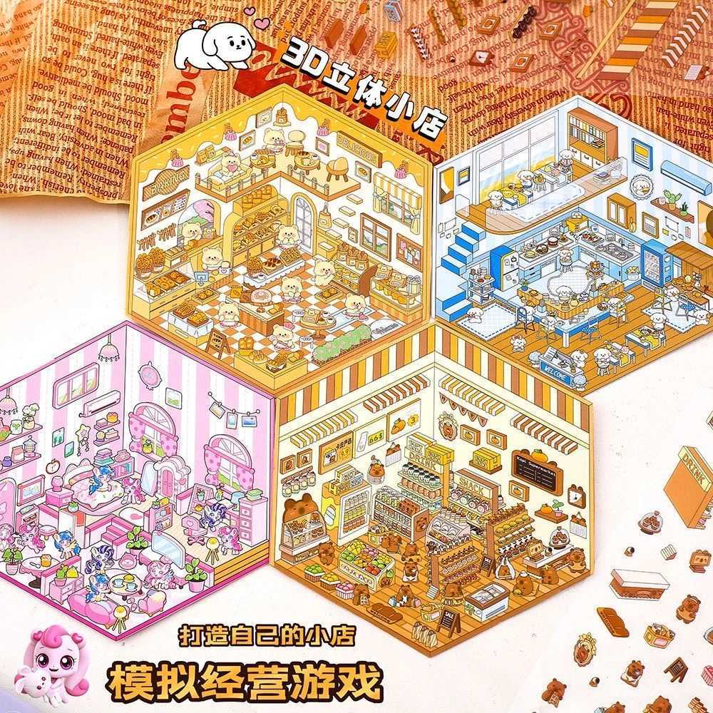 3D PET Sticker Landscaping Cute Cartoon Pocket Scene DIY Cabin Stickers Stacking Hand Account Gift for Kid Child C250918