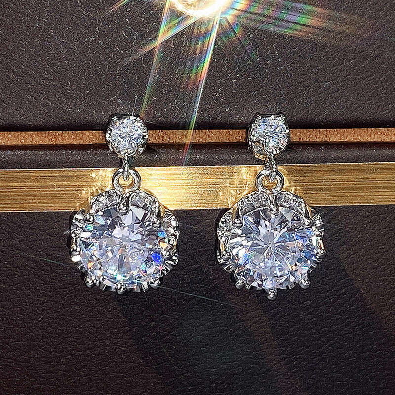 CAOSHI New fashion Trendy Flash Dia Zircon Earrings Female Temperament Flower Eardrop Accessories