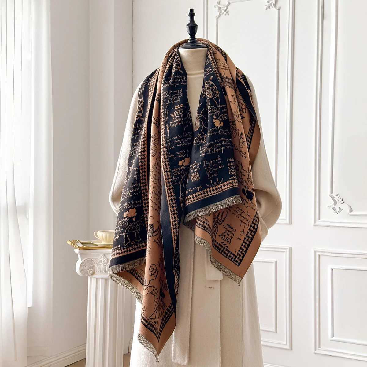 Luxury Winter Cashmere Scarf for Wen Insect Print Warm Shl Thick Blanket Wr Stylish Design Y250918