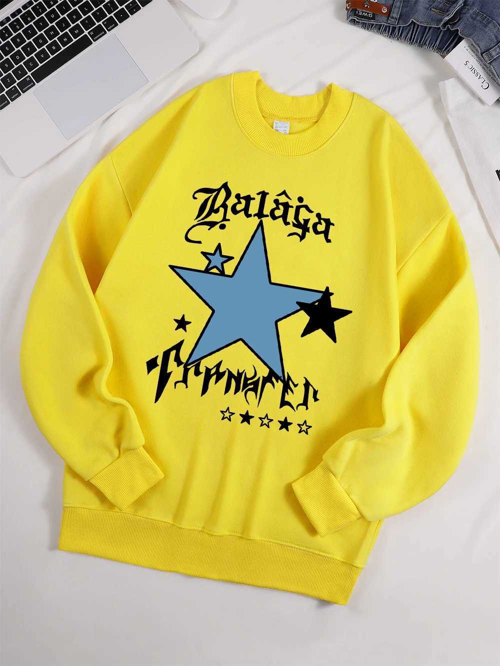 Stars And Letter Prints Sweatshirt Womens Crewneck Basics Hoodies Warm Tops Autumn Winter Comfortable Women ClothesZ250918