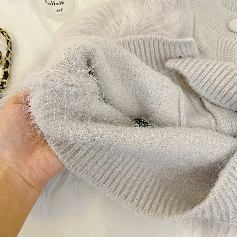 Girls Knitted Cardigan Autumn Winter New Childrens Fashion Faux Mink Fur Top Korean Version Sweater Jacket for Little Girls L250917