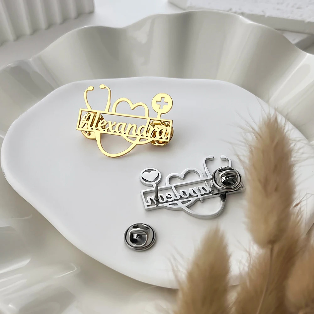 ly Customized Love Stethoscope Name Personalized Doctors Brooch Stainless Steel Jewelry Gift 250917