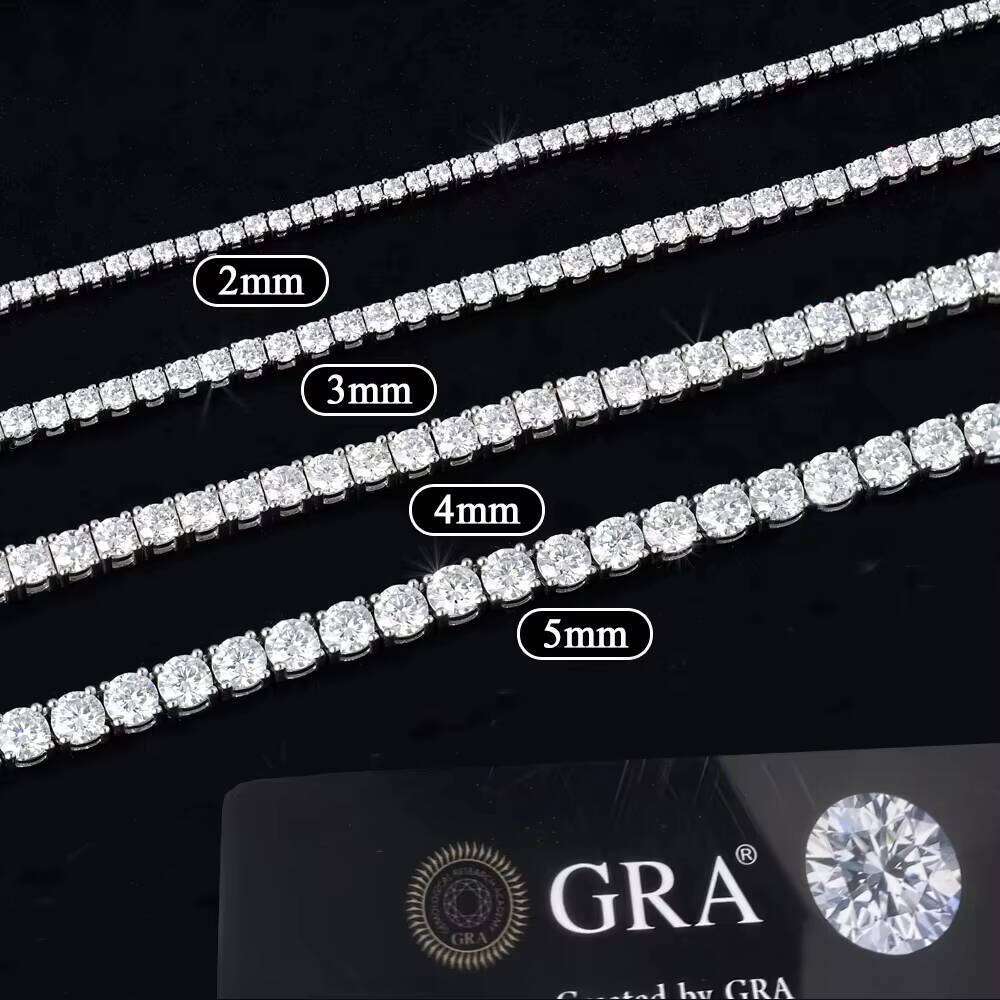 100% pass the testVVS Silicon Stone Chain Iced Out 2MM 3MM 4MM Sier Tennis Necklace Fine Jewelry