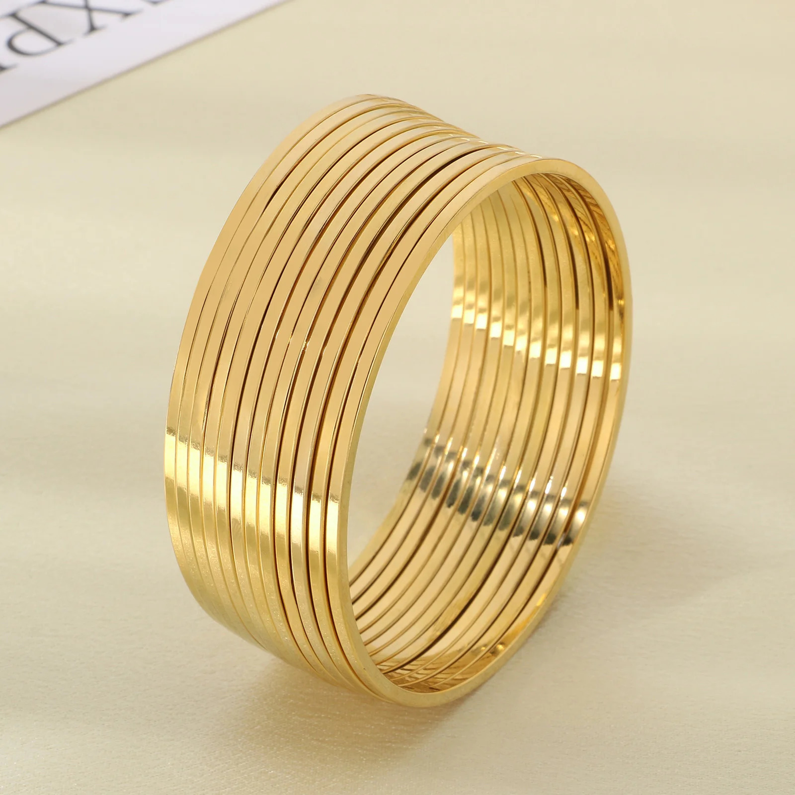 2mm Stainless Steel Bangles For Women Indian Multiple Layer Round Women Bracelet Gold Color Wedding Engagement Jewelry Gifts250917