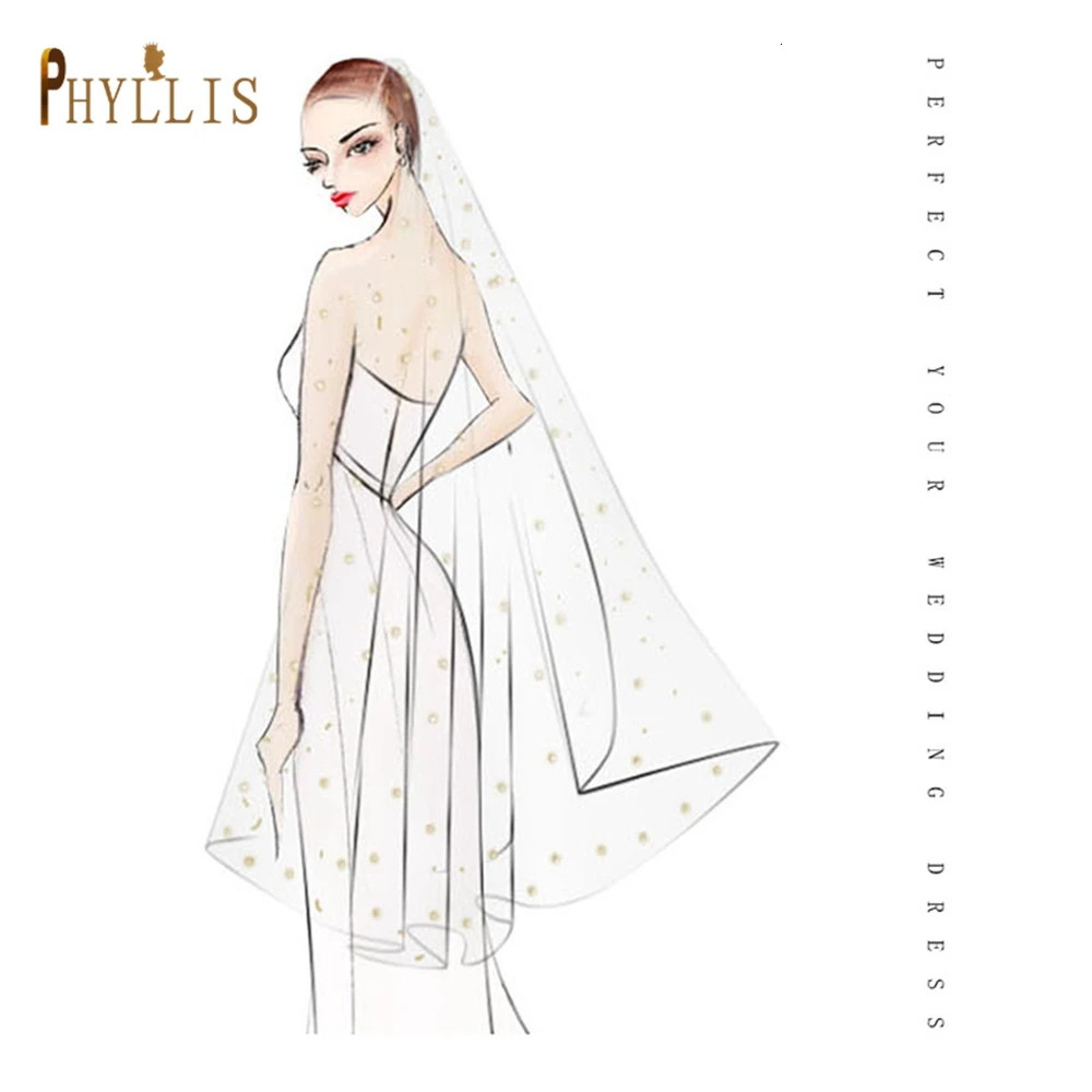 B62 Short Bridal Veil with Comb Pencil Edge Wedding Veil Turkish Veil Glitter Veil White Champagne Bride Veil 250917