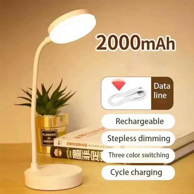 Portable LED Desk Lamp Eye Protection 3 Modes Dimming for Bedroom Bedside USB Touch Charge College Student Book Readin Lamp2024 C2509181