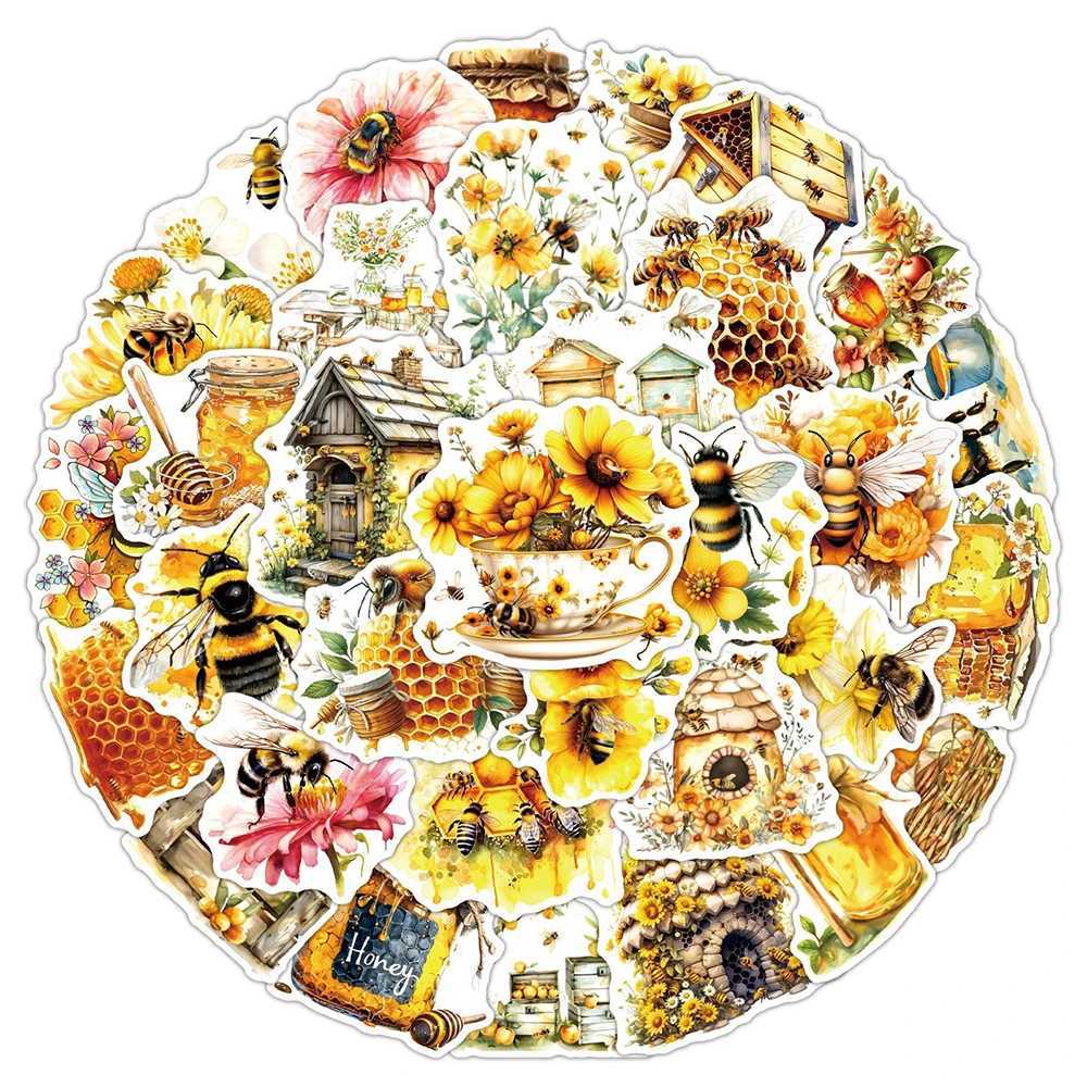103050PCS Cute Bee cartoon Stickers pot Decals Waterproof DIY Suitcase Stationery KAWaii Graffiti Sticker Gifts C250918