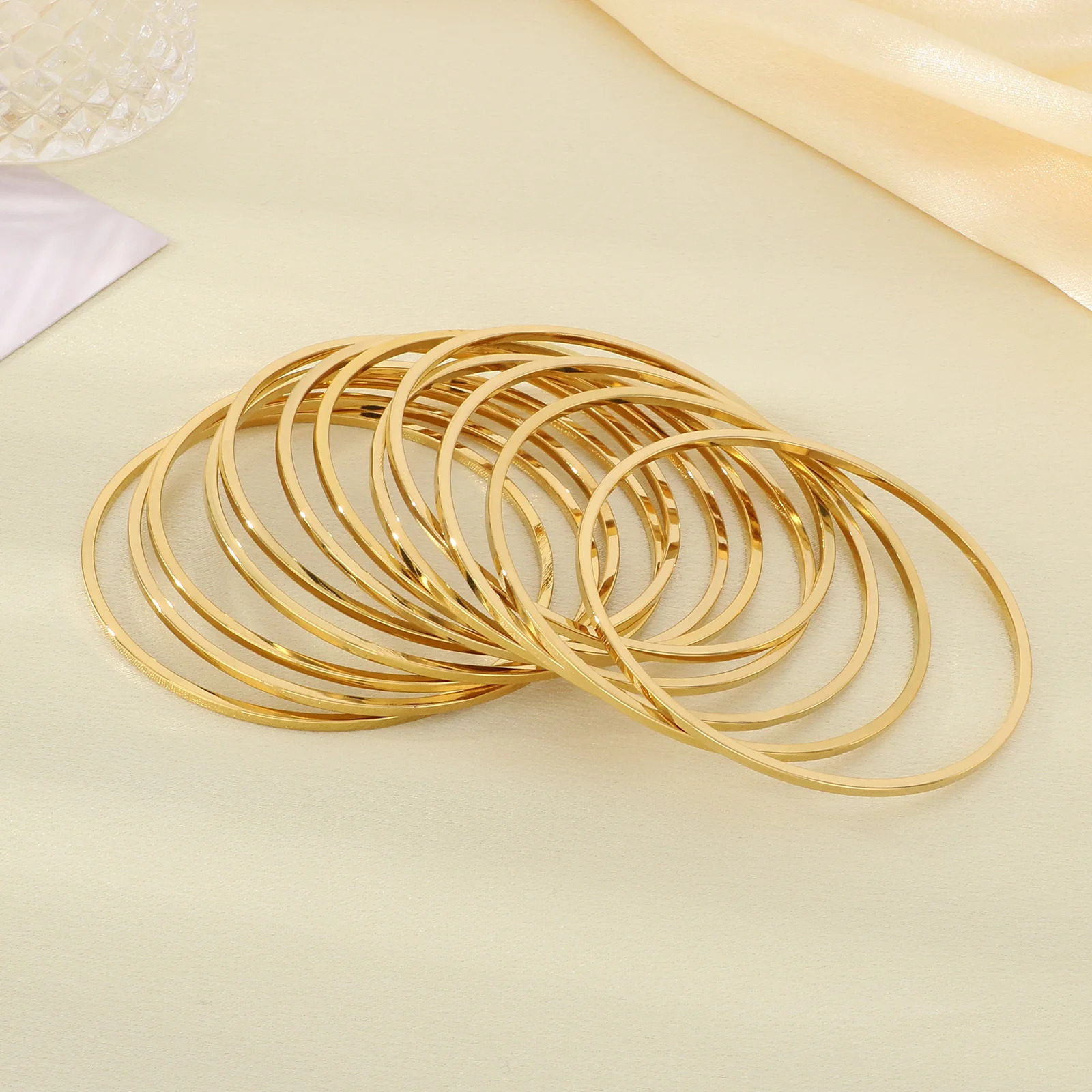 2mm Stainless Steel Bangles For Women Indian Multiple Layer Round Women Bracelet Gold Color Wedding Engagement Jewelry Gifts250917