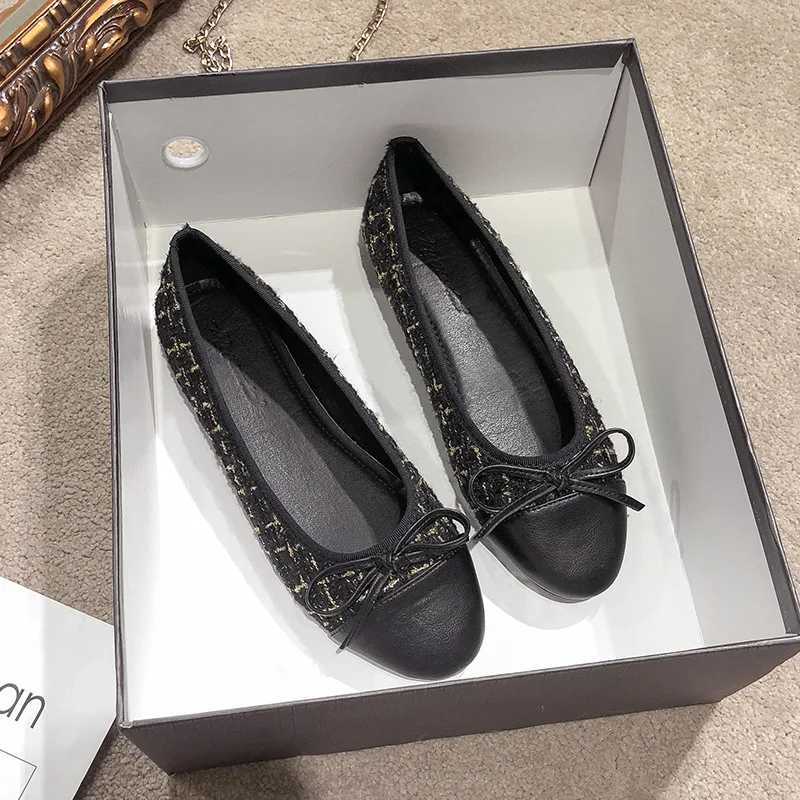 Plus Size 44 Ballerina Flats Round Toe Shoes Woman Tweed Comfortable Slip on Flats Ladies Maternity Shoes Zapatos Loafers W250918