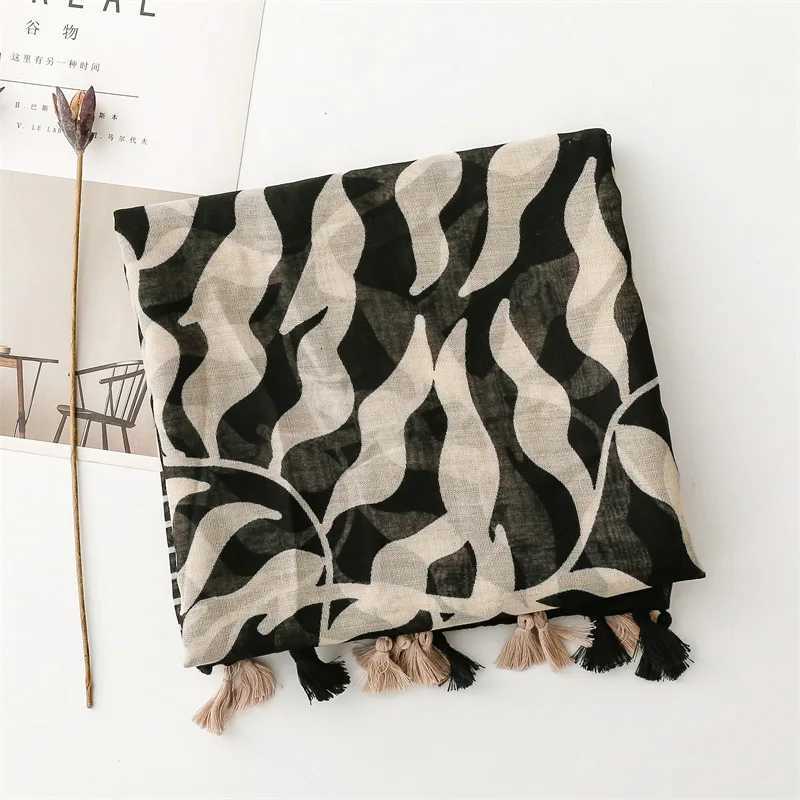Luxury Wen Scarf Summer Beach Shl Cotton Linen Feeling Tassel Muslim Hijab Wr La Viscose Scarf Y250918