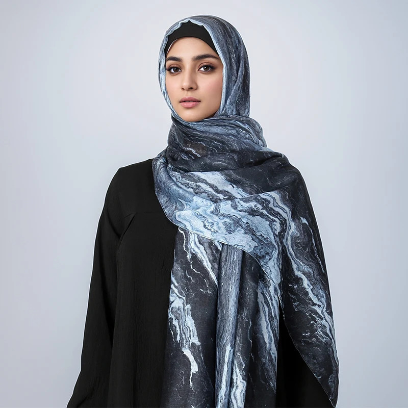 Womens Watercolor Hijab Scarf Bandana Headband Vintage Beach 180cm Long Handkerchief Bohemia Muslim Accessories 250917