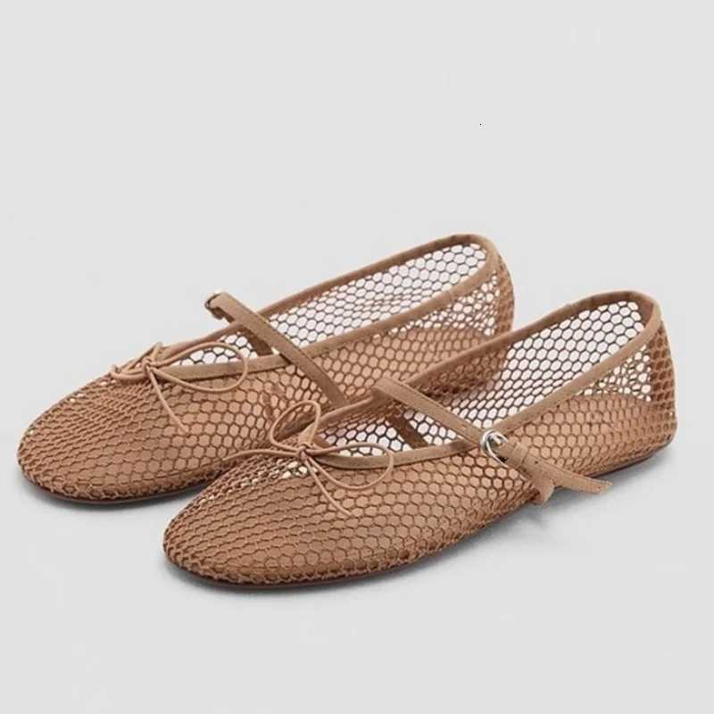 Mesh Summer Ballet Flats Shoes Women Buckle Strap Breathable 2025 New Flats Shoes Ladies Black Mary Janes Footwear Loafers W250918