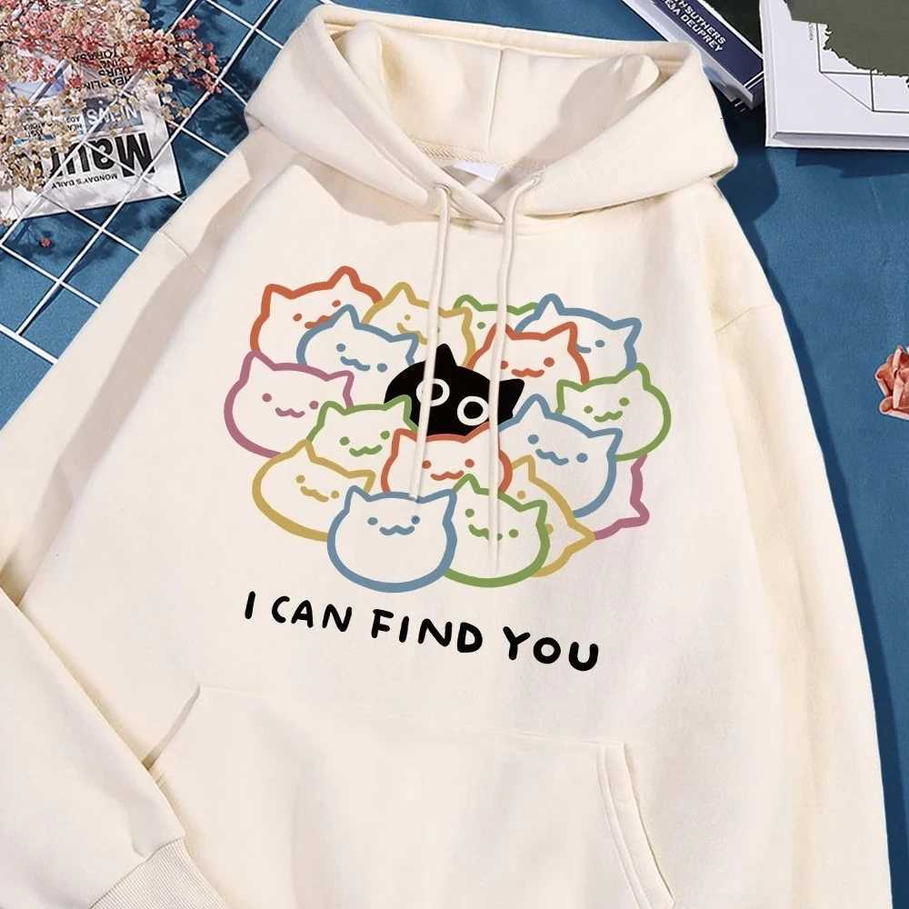 I Can Find You Fun Cat Hoodies Women Street 2025 Winter Autumn Sweatshirt Fleece Pullover Clothes Sweatshirts Women ClothingZ250918
