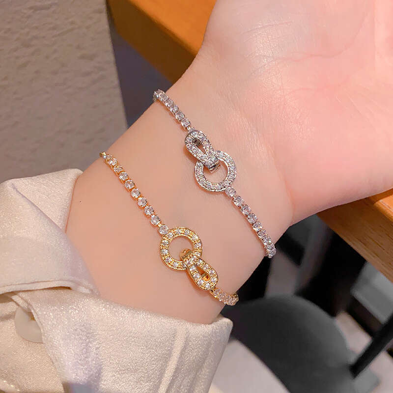 New Korean Style Round Bag Full Dia Zircon Bracelet for Women, Niche Design, Fashionable Versatile Light Jewelry ddmypluto