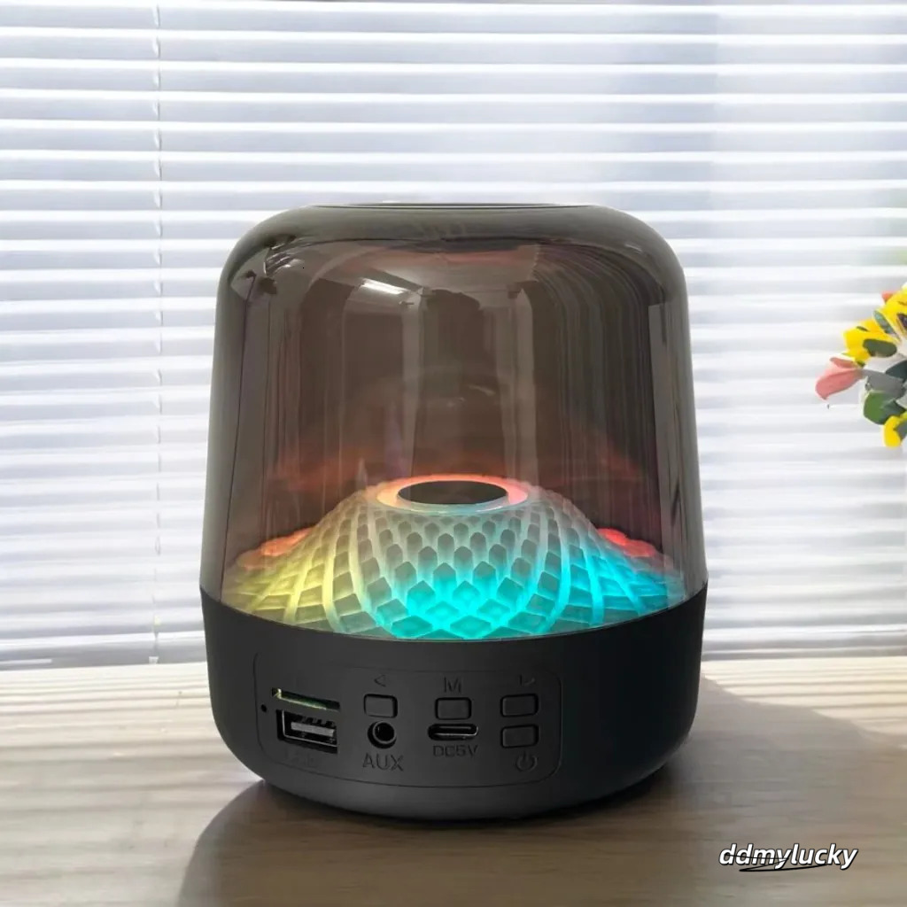 Sound Box Bluetooth Subwoofer Colorful Glass Home High Volume Wireless Computer Audience RGB LED Desktop Portable Speaker Festival New Year Gift ddmyL