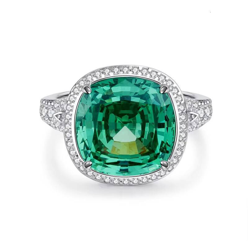 2025 Wholesale Hot Sales Fashion Personalized Inlay Cultivation Glitter Emerald Cut High Carbon Stone HighSense Ring Jewelry