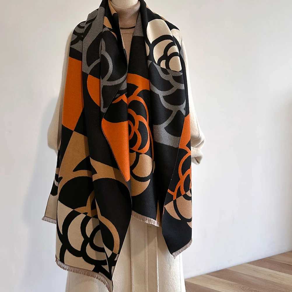 Cashmere Scarf For WenThick Warm Winter BlanketVintage Pattern Scarfser Soft Shls Wrs For Winter Autumn Y250918