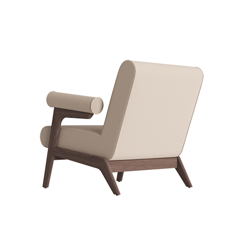 Living Room Furniture Elegant Antelope - themed Beige Upholstered Wooden Lounge Chair for Home Interiors