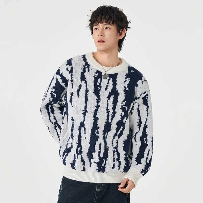 Mens Highquality Striped Warm Sweater for Winter Outdoor Wear Comfortable Breathable Knit Pullover Top for Both Inside OutsideZ250918