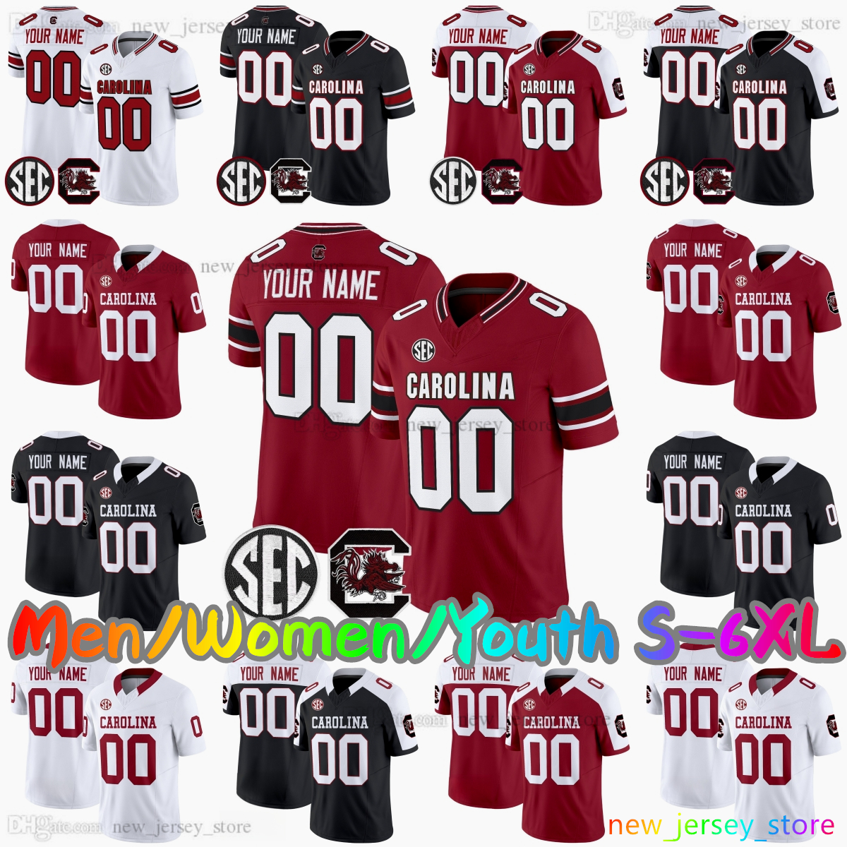 2025 Custom S-6XL South Carolina College Football Jersey 16 LaNorris Sellers 9 Luke Doty 1 Rahsul Faison 8 Nyck Harbor 31 Peyton Williams 5 Sanders Stitched Jerseys